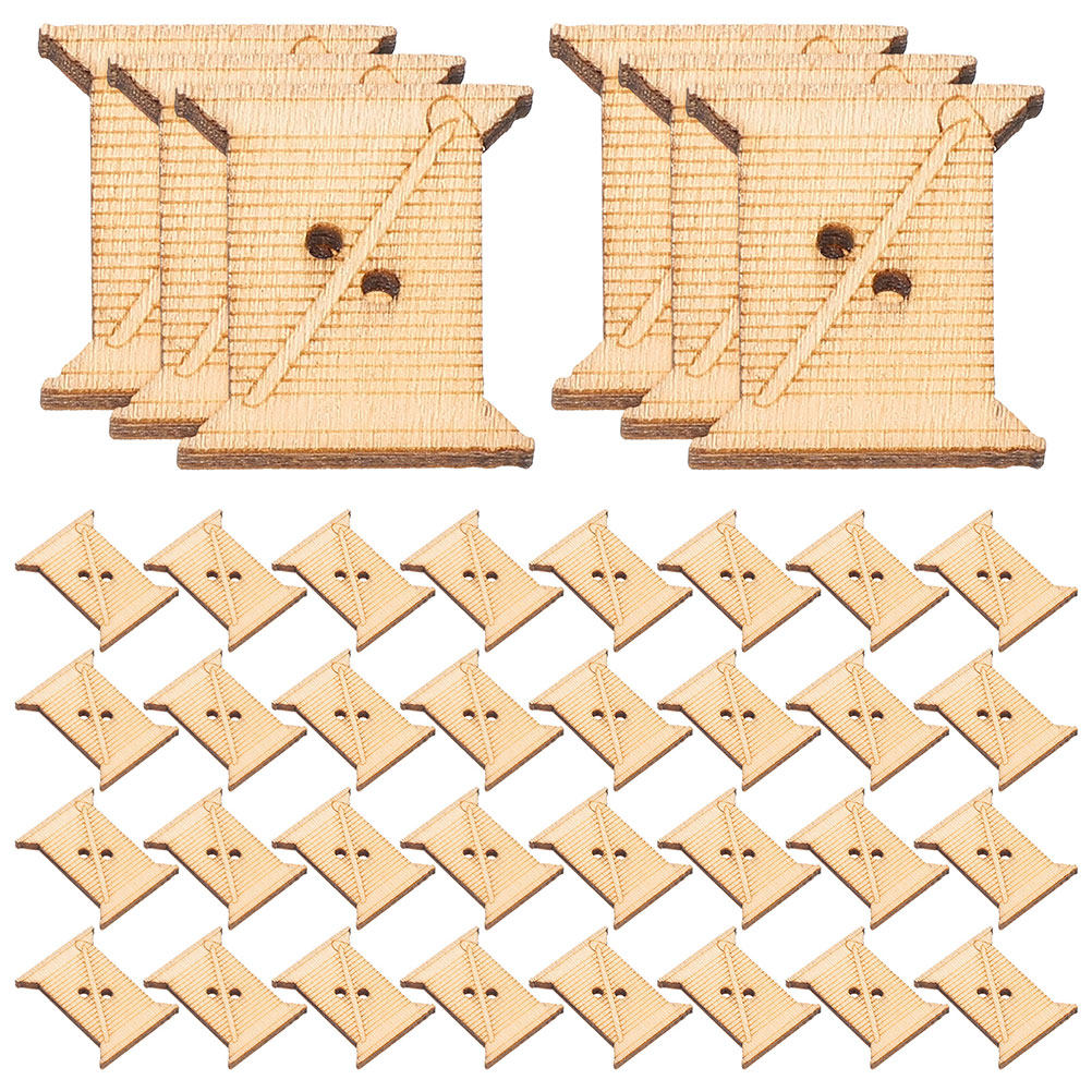 Bobbin Organizer Box - 100 Pezzi Bobine in Legno per