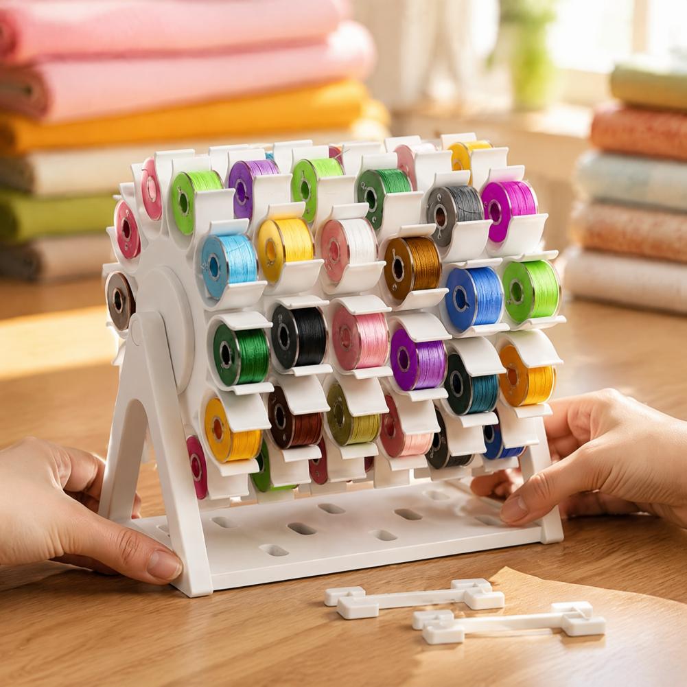 Bobbin Organizer Box - Porta Fili da Cucito Anti-Groviglio Girevole,